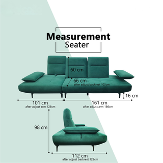 Arvel Fabric Adjustable Backrest & Armrest Sofa by Esteller (Pet Friendly & Easy Clean)