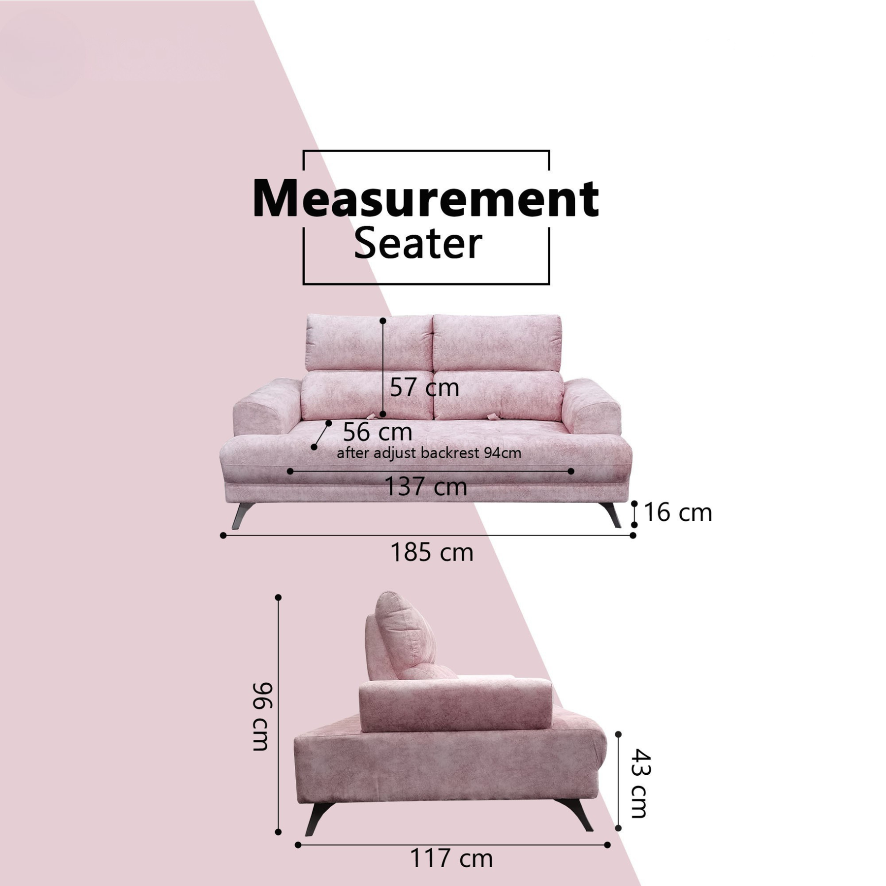Corren Fabric Adjustable Backrest Sofa by Esteller (Pet Friendly & Easy Clean)