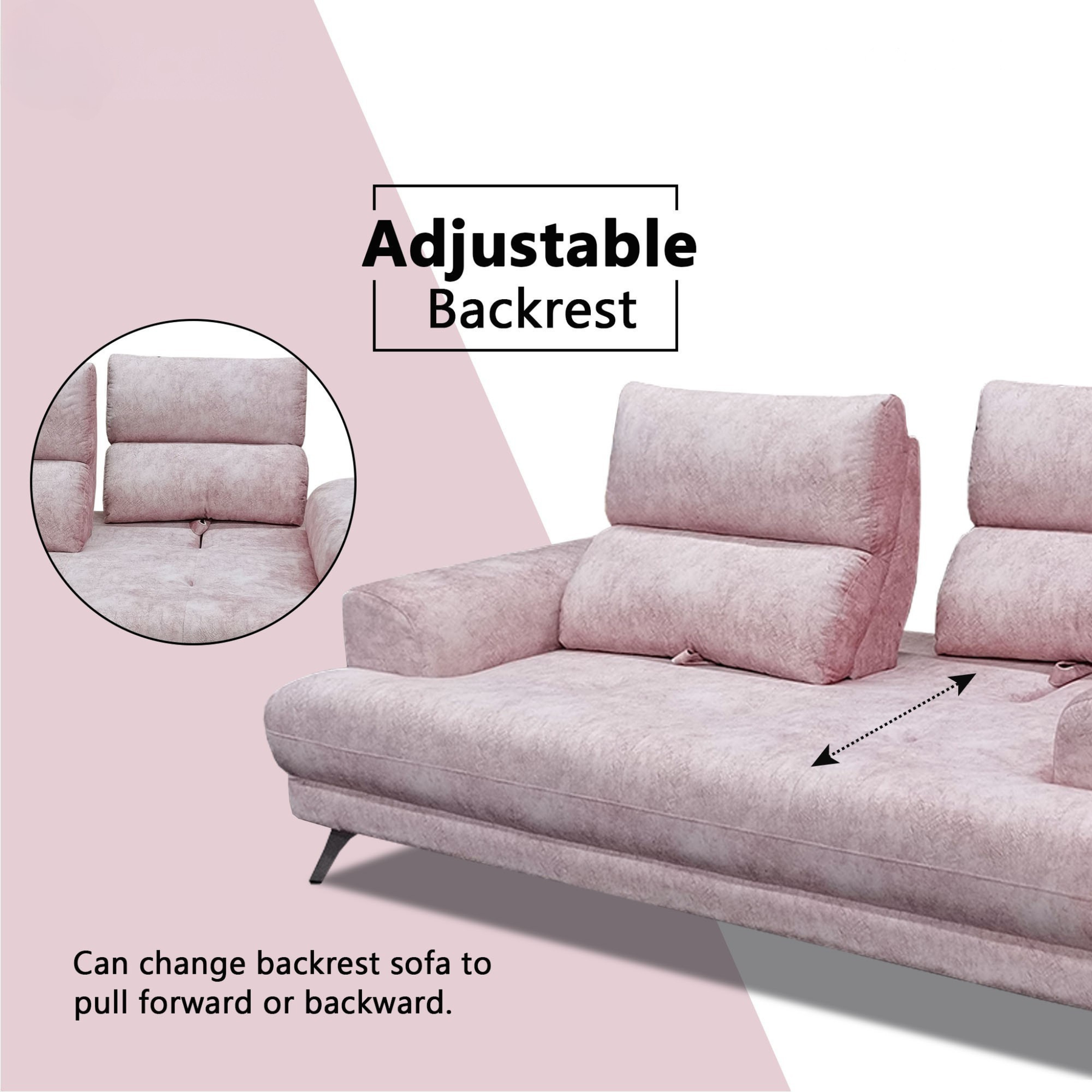 Corren Fabric Adjustable Backrest Sofa by Esteller (Pet Friendly & Easy Clean)