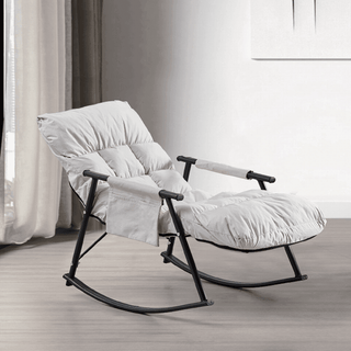 Zalph White Fabric Rocking Chair