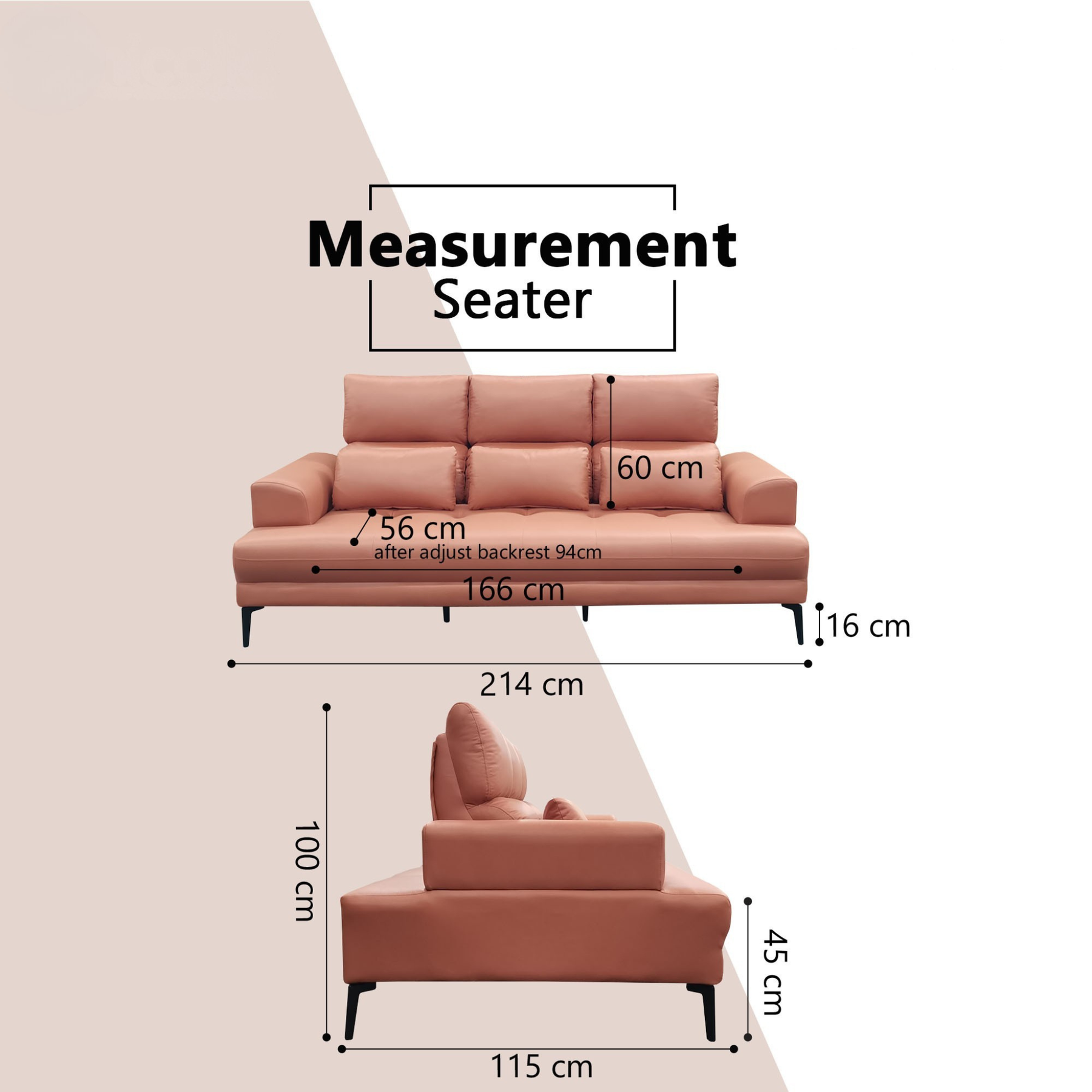 Veymar Fabric Adjustable Backrest Sofa by Esteller (Pet Friendly & Easy Clean)