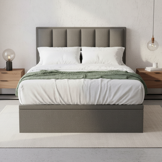 Penny Grey Fabric Storage Bed Frame (Water Repellent) + Somnuz® Comforto 10" Bamboo Fabric Latex Pocketed Spring Mattress
