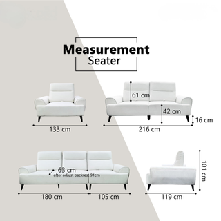 Brylor Fabric Adjustable Backrest Sofa by Esteller (Pet Friendly & Easy Clean)