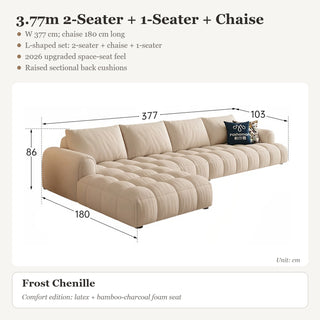3.77m 2-Seater + 1-Seater + Chaise · Frost Chenille