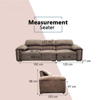 Elricon Fabric Adjustable Armrest Sofa by Esteller (Pet Friendly & Easy Clean)