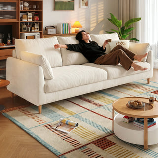 Cream chenille sofa in a living room