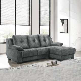 Maud L-Shaped Grey Fabric Sofa