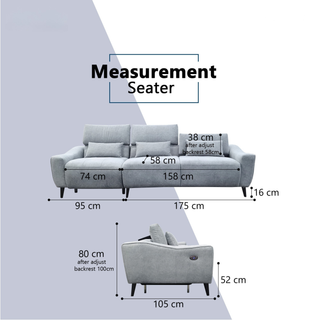 Farven Fabric Adjustable Backrest Recliner Sofa by Esteller (Pet Friendly & Easy Clean)
