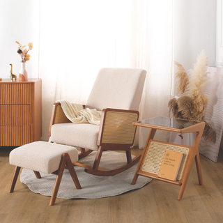 Andrei Wooden Rocking Chair with Ottoman