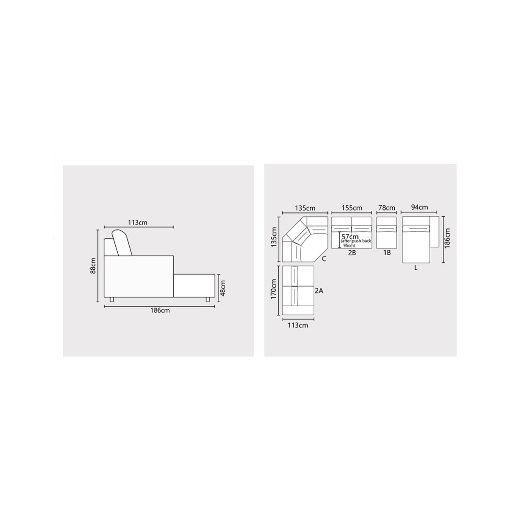 Sylva Genuine Leather Adjustable Backrest L-Shaped Corner Sofa by Esteller