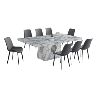 Rigur Marble Dining Table + Anderson Dining Chair (1+8)