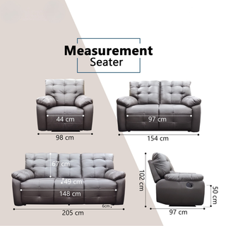 Elros Genuine Leather Recliner Sofa by Esteller (Pet Friendly & Easy Clean)