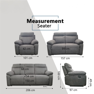 Arvelo Fabric Recliner Sofa by Esteller (Pet Friendly & Easy Clean)