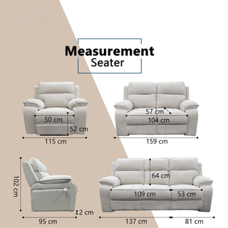 Belric Fabric Recliner Sofa by Esteller (Pet Friendly & Easy Clean)