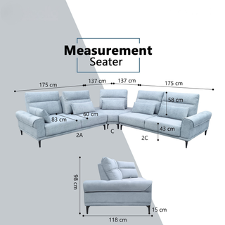 Burvon Fabric Adjustable Backrest Corner Sofa by Esteller (Pet Friendly & Easy Clean)