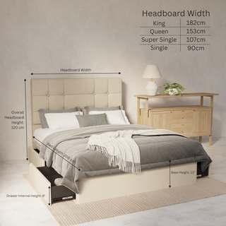 Elara Fabric Drawer Bed Frame (Water Repellent & Pet friendly) By Esteller