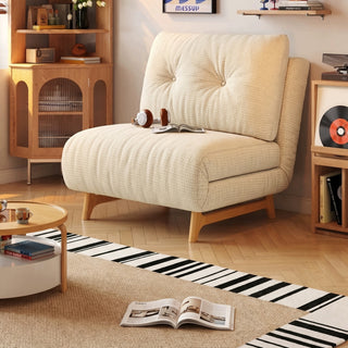 Cream cotton-linen folding sofa bed in a living room