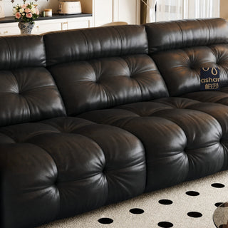 Voroona Genuine Leather Sofa in a living room