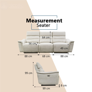 Avira Fabric Recliner Sofa by Esteller (Pet Friendly & Easy Clean)