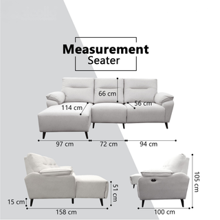 Ardyn Fabric Recliner L-Shaped Sofa by Esteller (Pet Friendly & Easy Clean)