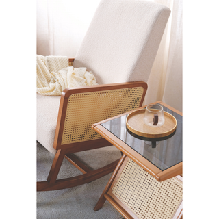 Andrei Wooden Rocking Chair with Ottoman