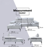 Korlin Fabric Adjustable Backrest & Armrest L-Shaped Sofa by Esteller (Pet Friendly & Easy Clean)