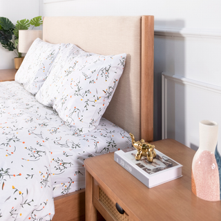 Delora Fabric Wooden Bed