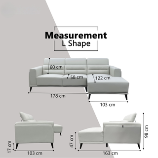 Lumo Genuine Leather Adjustable Headrest L-Shaped Sofa by Esteller