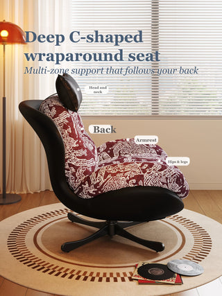 Deep C-shaped wraparound seat