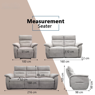 Xyvon Fabric Recliner Sofa by Esteller (Pet Friendly & Easy Clean)