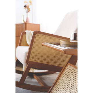 Andrei Wooden Rocking Chair with Ottoman