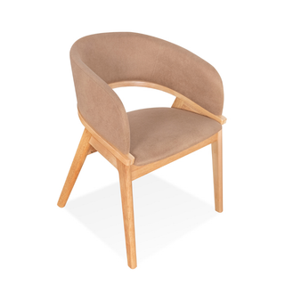 Adalius Wooden Dining Chair with Light Brown Fabric