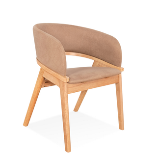 Adalius Wooden Dining Chair with Light Brown Fabric