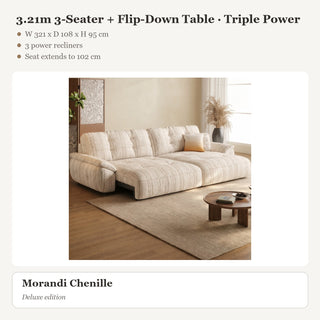 3.21m 3-Seater + Flip-Down Table · Triple Power