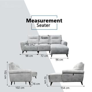Hadris Fabric Recliner L-Shaped Sofa by Esteller (Pet Friendly & Easy Clean)