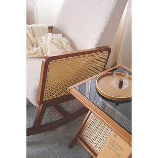 Andrei Wooden Rocking Chair with Ottoman