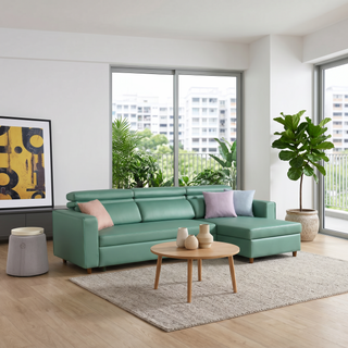 Jomira L-Shaped Faux Leather Storage Sofa Bed