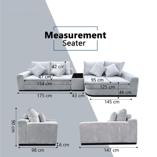 Yarven Fabric Adjustable Backrest L-Shaped Sofa (Sectional) by Esteller (Pet Friendly & Easy Clean)