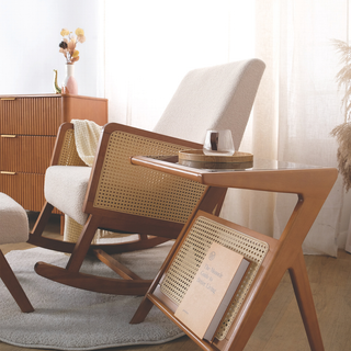 Andrei Wooden Rocking Chair with Ottoman