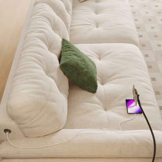 Mochi Chenille Fabric Sofa by Esteller (Water Repellent, USB Charger)