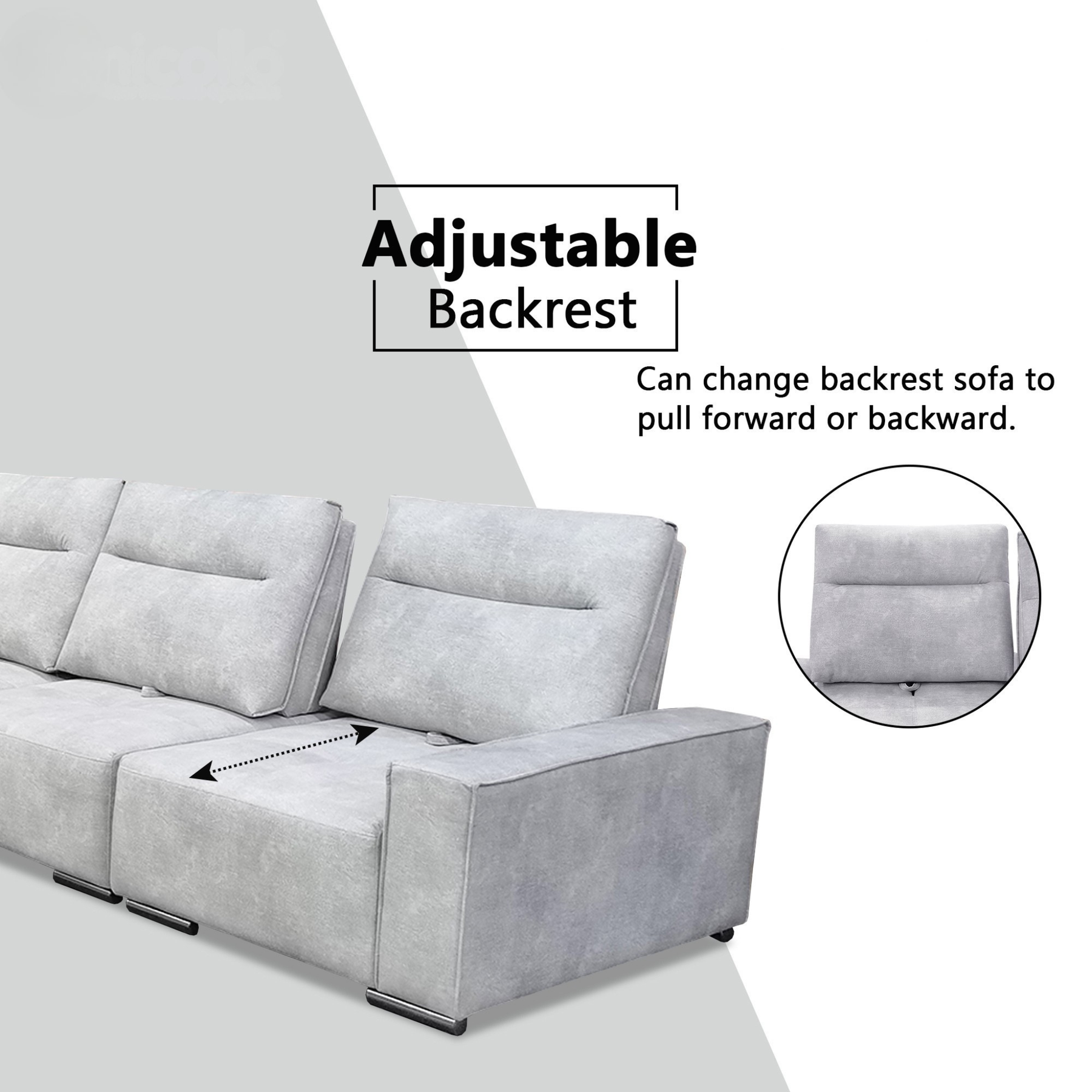 Lysten Fabric Adjustable Backrest Corner Sofa (Sectional) by Esteller (Pet Friendly & Easy Clean)