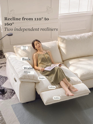 Recline from 110 to 160 degrees
