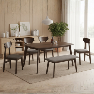 Paige Wooden Dining Set with Bench