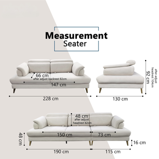 Lymor Fabric Adjustable Backrest & Headrest Sofa by Esteller