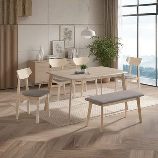 Paige Wooden Dining Set with Bench