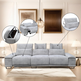 Invar Fabric Adjustable Headrest Recliner Sofa by Esteller (Pet Friendly & Easy Clean)