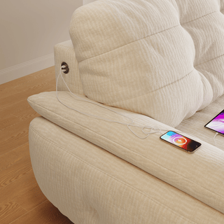 Mochi Chenille Fabric Sofa by Esteller (Water Repellent, USB Charger)