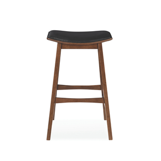 Atlantis Black Faux Leather Wooden Bar Stool