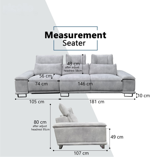 Invar Fabric Adjustable Headrest Recliner Sofa by Esteller (Pet Friendly & Easy Clean)