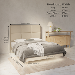 Caspian Fabric Floating Bed Frame (Water Repellent, Pet Friendly & LED) By Esteller